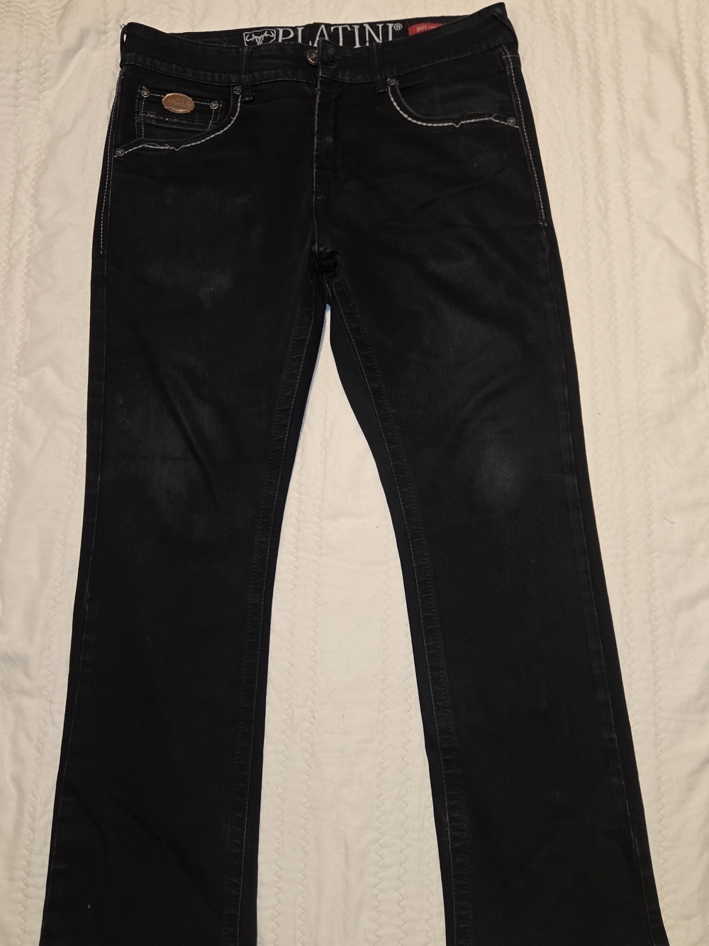 Platini Men's Slim  Boot Cut  Black Jeans